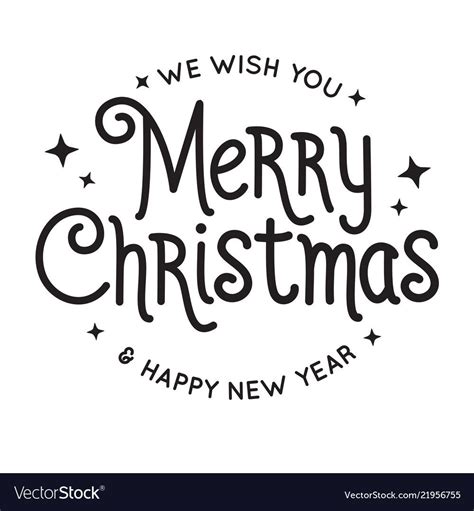 Merry Christmas And Happy New Year Lettering Template Monochrome