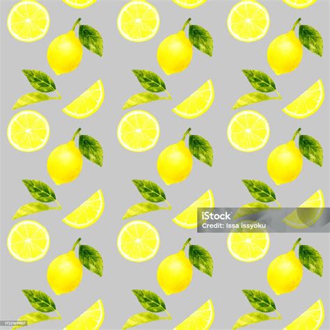 Lemon Fruit Seamless Pattern Handdrawn Watercolor Illustration Of Fruit