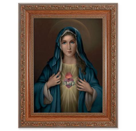 Immaculate Heart Of Mary Mahogany Finish Framed Art Buy Religious Catholic Store