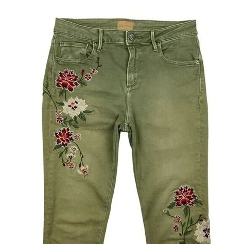 Driftwood Jackie Embroidered Floral High Rise Jeans W Gem