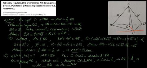 tetraedru regulat ABCD are înălțimea AO de lungimea 26 cm Punctele M