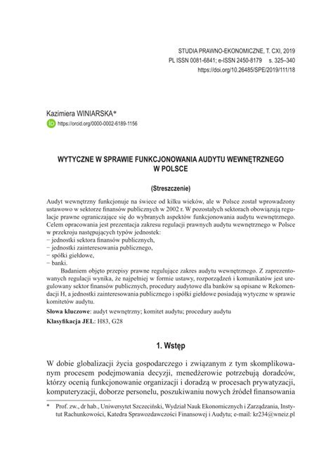 PDF Wytyczne w sprawie funkcjonowania audytu wewnętrznego w Polsce