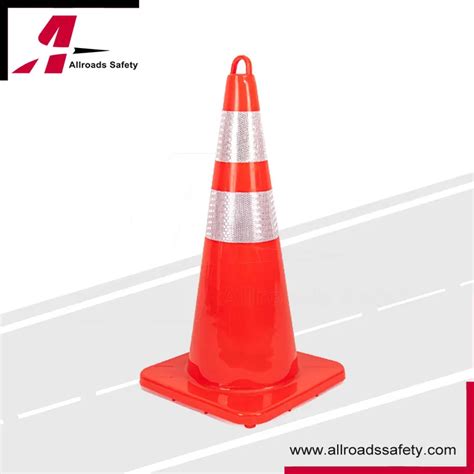 28inch Fluorescent Orange PVC Road Safety Traffic Cone With Plastic