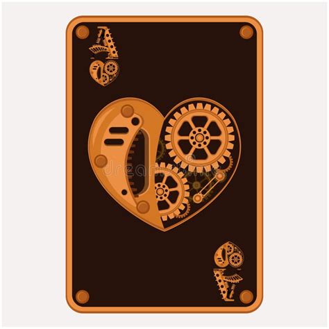 Ace Of Hearts Playing Card In Steampunk Style Vector Illustration Stock Vector Illustration