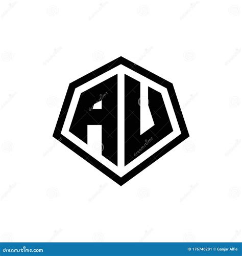 Av Monogram Logo With Hexagon Shape And Line Rounded Style Design