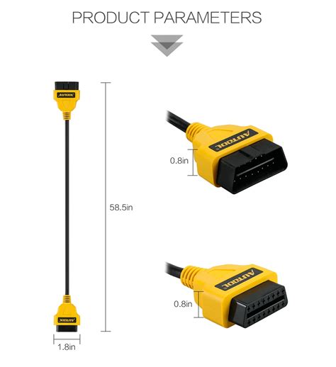 Autool Obd2 16pin Extension Cable 15m Car Obd Connect Extend Adapter Wire Elm327 Obd Ii Obd2