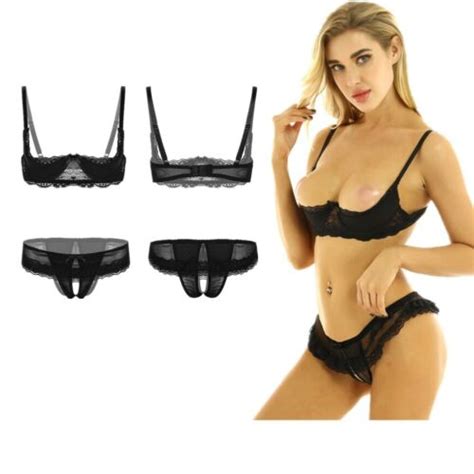 Frauen Dessous Set Spitzen B Stenhebe Offen Bh Ouvertslip Unterw Sche