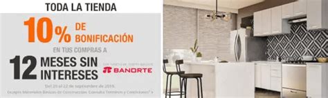 Promoción Home Depot Banorte de 10 de bonificación en compras a 12 MSI