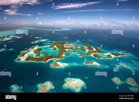 Aerial View Of Palau Archipelago Micronesia Pacific Ocean Stock Photo