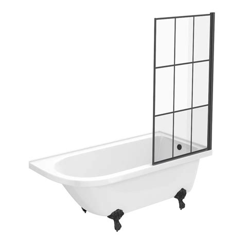 Chatsworth Traditional Shower Bath Suite 1700mm With Matt Black Grid