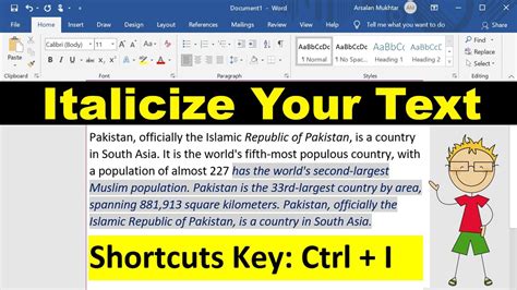 How To Italicize Your Text In Ms Word Youtube