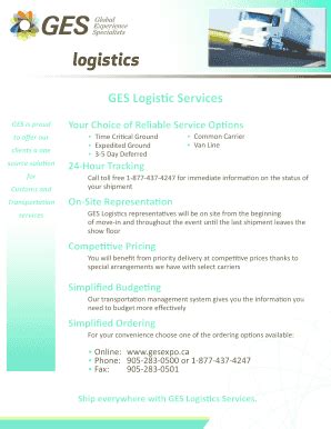 Fillable Online Logistics GES Fax Email Print PdfFiller