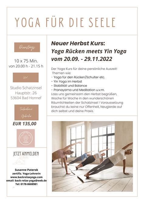 Yoga Herbst Kurs Di 20 Uhr Studio Schatzinsel