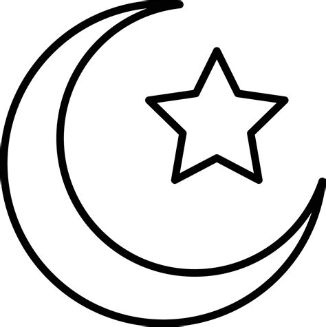 Moon And Star Line Vector Icon Islamic Icon Crescent Moon With Star