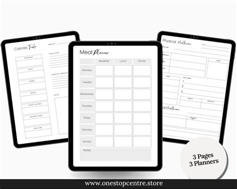 Editable Printable Template Health Planner Bundle Meal Etsy