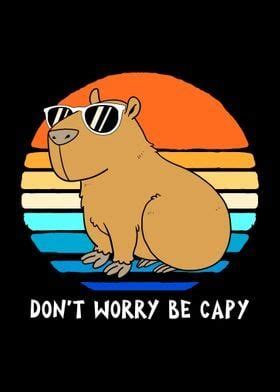 Be Happy Capybara Poster Picture Metal Print Paint By Funnygifts