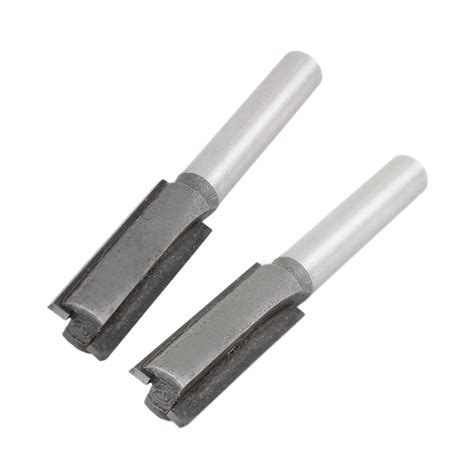 2 Pcs 1 4 Shank 3 8 Cutting Dia Dual Flutes Straight Router Bit Tool