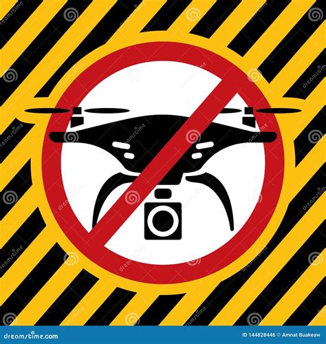 No Fly Drones Prohibition Sign Quadcopter Top View Isolated On White