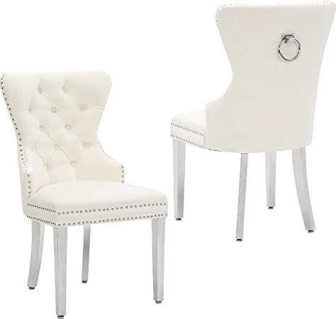 FOREDO Velvet Dining Chairs Set Of 2 Luxurious Upholstered Tufted