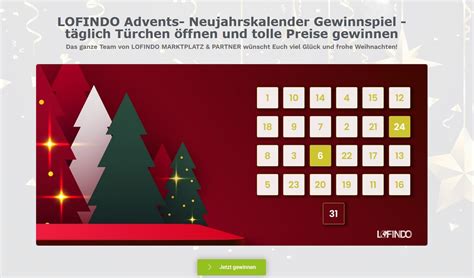 Lofindo Advents Neujahrskalender Gewinnspiel T Glich T Rchen Ffnen