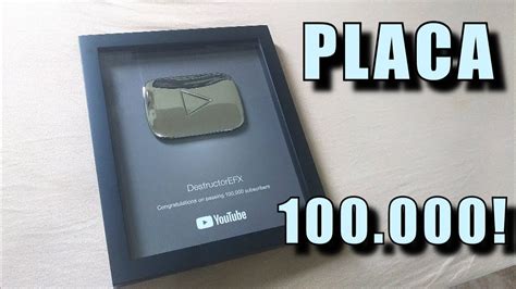 Placa De 100 000 Inscritos Youtube