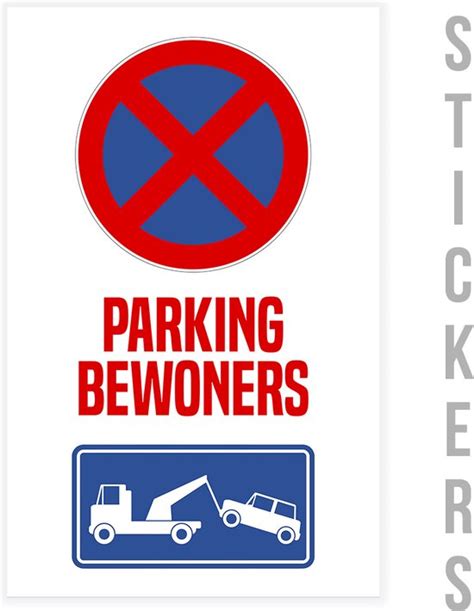 Stickers 15 X 25 Cm Pictogram Parking Bewoners 2 Stuks