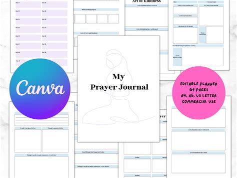 Printable Prayer Journal Template Prayer Journal Printable Planner A4