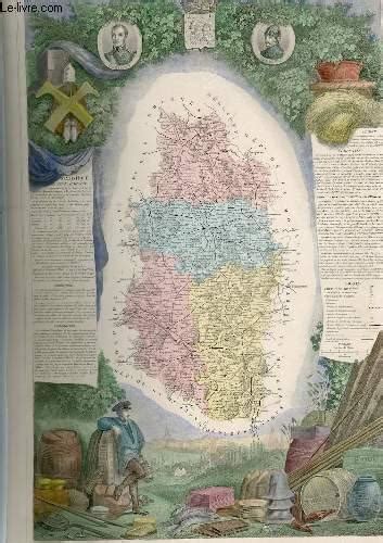 GRAVURE 19eme COULEURS CARTE DEPARTEMENTALE DE LA MEUSE REHAUSSEE EN