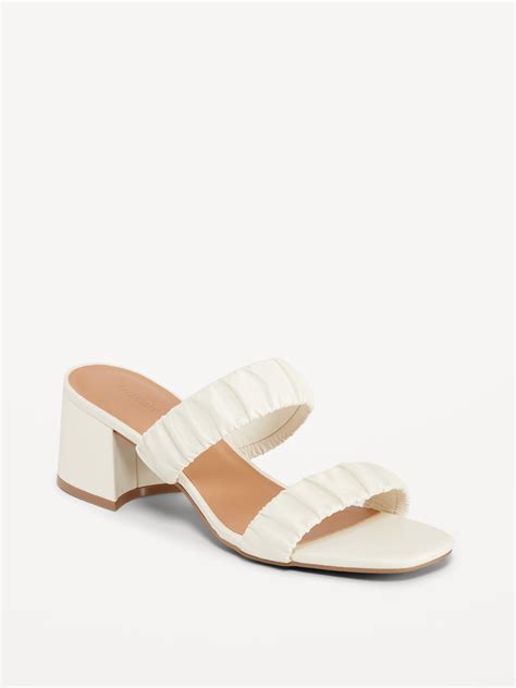 Faux Leather Strappy Block Heel Mule Sandals Old Navy