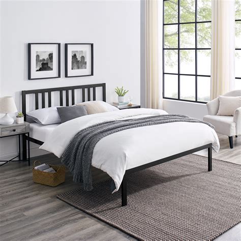 Modern Sleep Hilliard Metal Bed Frame with Headboard, King, Black - Walmart.com