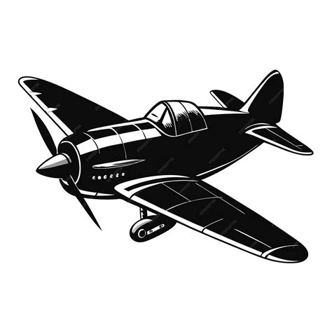 Premium Vector A Black Airplane With A Propeller