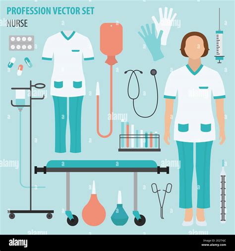 Profession And Occupation Set Nurse Equipment Medical Staff Uniform