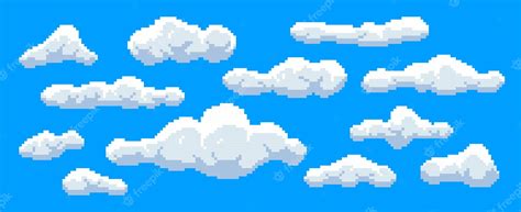 Premium Vector Pixel Clouds In Retro Style