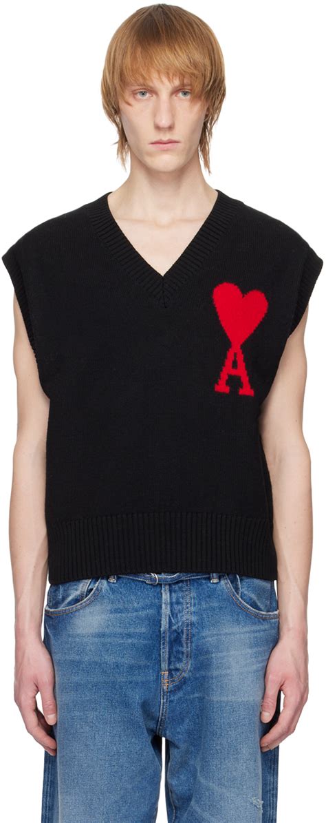 Black Ami De Cœur Vest by AMI Paris on Sale