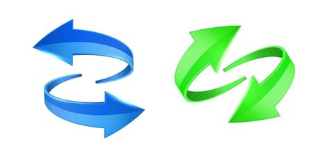 Grüne Und Blaue Glänzende 3d Pfeile Bewegen Sich In Richtung Realistisches Recycling Symbol Das