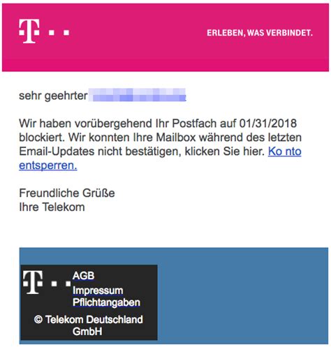 T Online Phishing E Mail Ihre Mailbox Wurde Gesperrt Ist Betrug