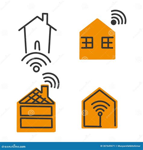 Hand Drawn Doodle House With Wifi Signal Illustration Stock Vector