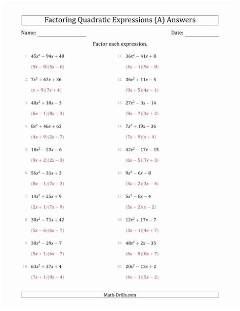 Solving By Factoring Worksheet