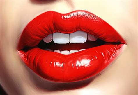 Premium AI Image | red lips with white teeth