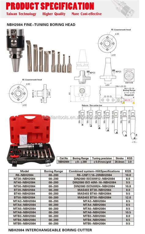 High Precision Boring Head Set Bt Nbh Micro Boring Head With