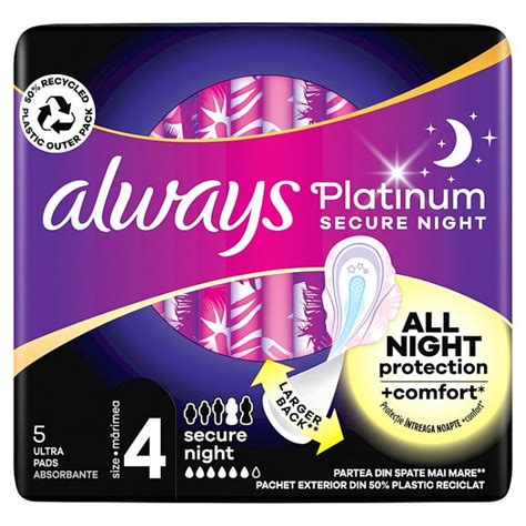 Always Ultra Platinum Secure Night Podpaski Ze Skrzyde Kami Rozmiar