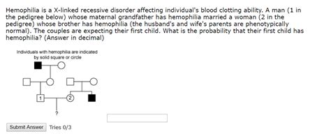 Solved Hemophilia Is A X Linked Recessive Disorder Affecting Chegg