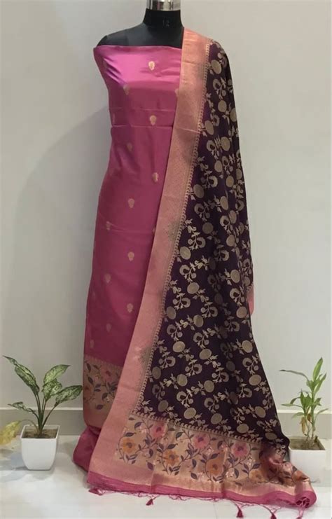 Pakistani Pink And Black Banarasi Silk Printed Punjabi Salwar Suit