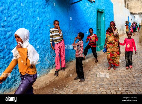 A Colourful Street Scene In The City Of Harar Harari Region Ethiopia