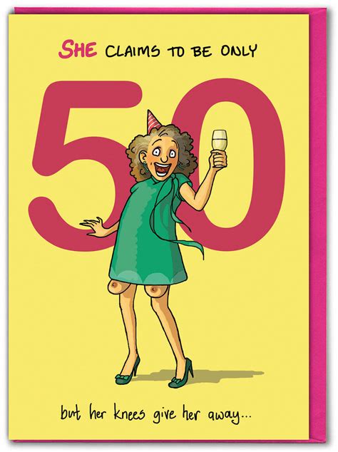 Funny 50th Birthday Card For Her Fiftieth Cartoon Humour Silly Cheeky