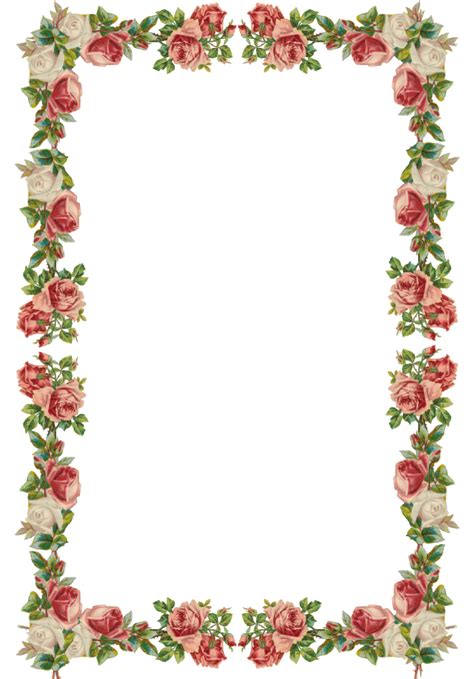 Free Digital Vintage Rose Frame And Border Png Rosenrahmen Freebie