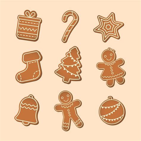 Galletas De Navidad De Pan De Jengibre Vector Premium