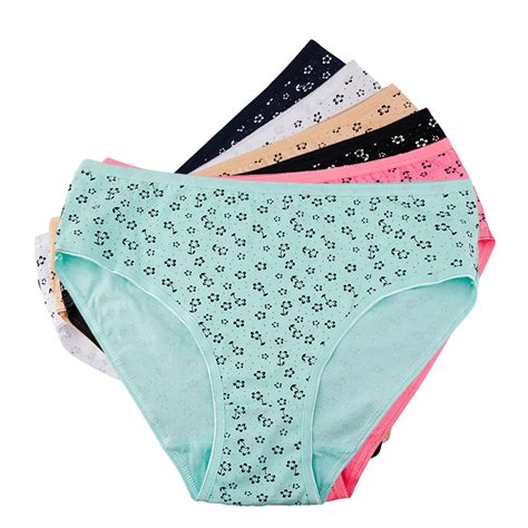 Buy Womens Underwear Cotton Floral Print Panties Women Mid Waist Female Briefs