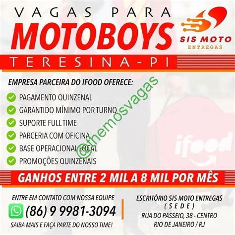 Motoboy Teresina Pi Vaga S Themos Vagas Empregos E