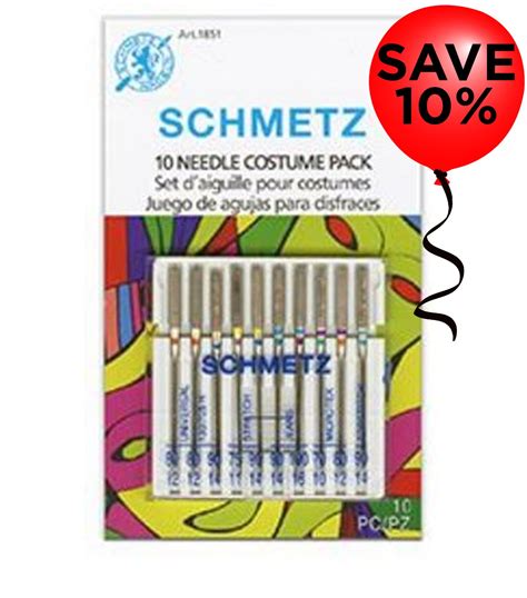 Schmetz Costume Combination Needle Pack Assortment 10 Pc 036346318516